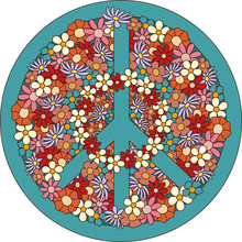 Peace Symbol Abstract Collage Made From Summer Flowers Peace Flowers Sign