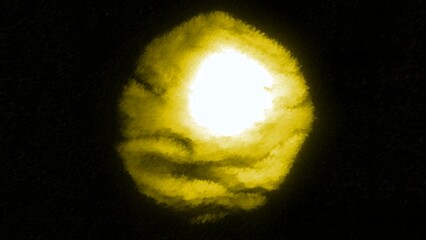 Poster -  Black background. Motion. Yellow and green abstract uneven spot twitching in different directions in 3d format.