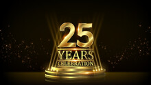 25 Years Celebration Golden Jubilee Award Graphics Background. Entertainment Spot Light Hollywood Template  Luxury Premium Corporate Abstract Design Template Banner Certificate. 