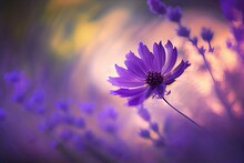  Purple Flower, Bokeh Background Generative AI