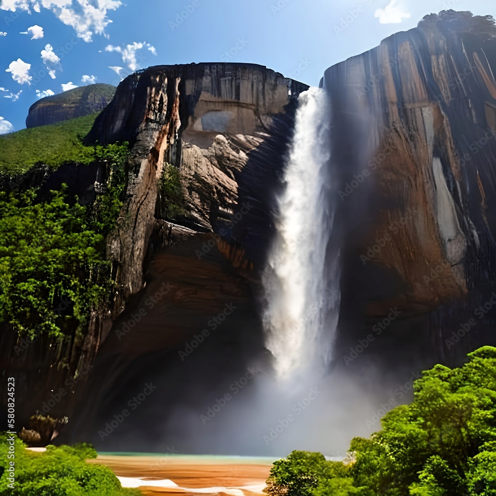 Inspired by angel falls, the highest waterfall in the world Stock ...