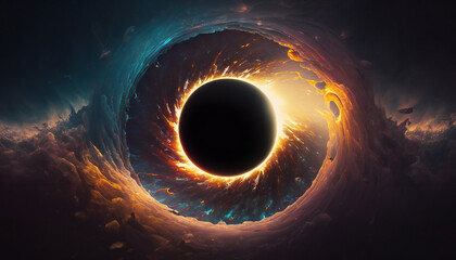 Wall Mural - supermassive black hole in outer space - space wallpaper - generative ai