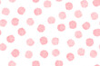 Random drawn dots seamless pattern. Pink watercolor circles in a chaotic vector pattern. Polka dots soft colors seamless pattern. Pink spots on a white background for fabric, textile, wrapping