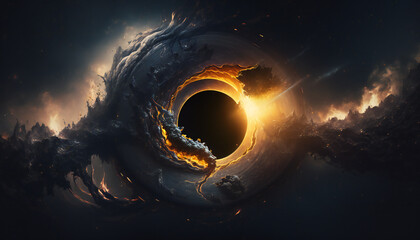 Wall Mural - supermassive black hole in outer space - space wallpaper - generative ai