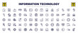 © Abstract - set of information technology thin line icons. information technology outline icons such as addon, simulation, seo funnel, code listing, cross-platform, authorize, seo configuration, cloud storage,