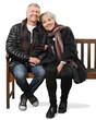 © BillionPhotos.com - Senior couple sitting on bench isolated on white background