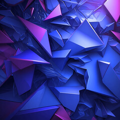 Wall Mural - Abstract modern lowpoly geometric 3d elements with neon light