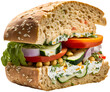 Sandwich isolated. Vegetable sandwich. Crispy sandwich with meat, cheese and vegetables. Generative AI