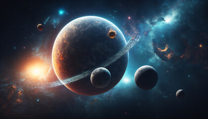Wall Mural - solar system in space - space wallpaper - generative ai
