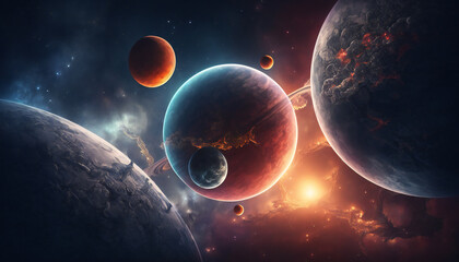 Wall Mural - solar system in space - space wallpaper - generative ai