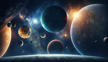 Wall Mural - solar system in space - space wallpaper - generative ai