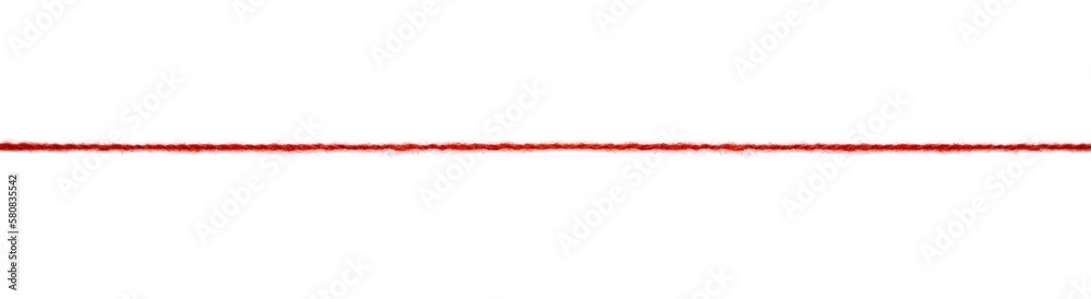Red thread isolate on white background. Selective focus. Old. Stock ...