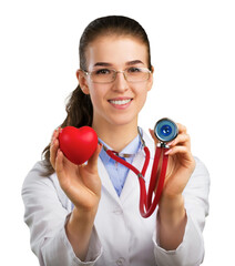 Canvas Print - Close-up red Heart in hand of female doctor