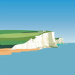 White Cliffs of Dover. Flat style illustration.