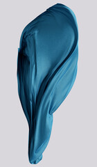 Blue fluttering piece of fabric, abstract flying veil 3d rendering