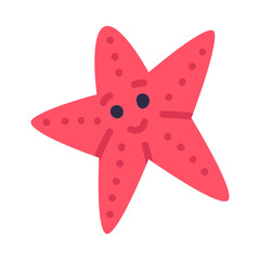 Poster - Cute red starfish underwater creature cartoon vector illustration