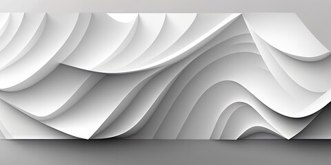 Wall Mural - Geometric wallpaper with white waves in a minimalistic style adds to the decor, Generative AI
