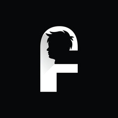 Wall Mural - Letter F Boy Face Logo Design Template Inspiration, Vector Illustration.