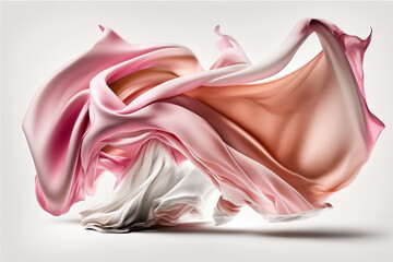 generative ai abstract piece of pink fabric flying, design element
