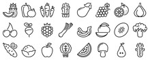Line Icons About Fruit On Transparent Background With Editable Stroke.