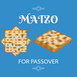 Freshly baked matzo bread, traditionally consumed during the Jewish holiday of Passover. Symbolizes the Israelites' hasty departure from Egypt, without enough time for their bread to rise. Vector.