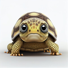 Wall Mural - Adorable baby Turtle character isolated on white background. Generative AI