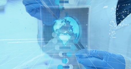 Poster - Animation of data processing over scientist in laboratory