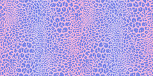 Leopard Print Pattern. Vector Seamless Background. Animal Skin Texture In Retro 1990's - 2000's Fashion Style, Trendy Colors, Purple, Lilac, Pink, Holographic Effect. Trendy Pop Art Pattern Design