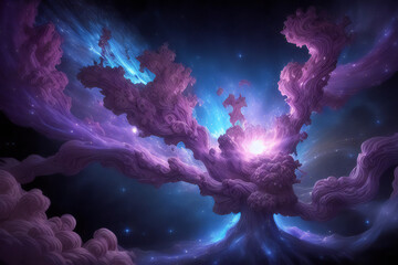 clouds in space background with nebula and stars, environment map. hdri spherical panorama, visualiz