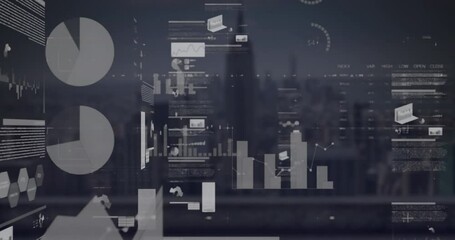 Poster - Animation of data processing over citycape
