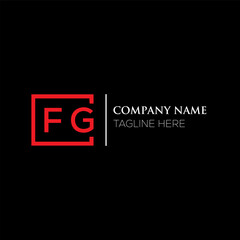Fototapete - FG letter logo design on black background. FG creative initials letter logo concept. FG letter design. FG letter design on black background. FG logo vector.
