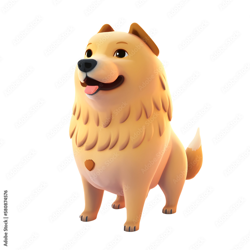 3d Golden Retriever Dog Illustration Isolated On White Or Transparent