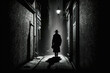 Cunning thief sneaks in a dark alleyway in gritty noir style with deep shadows and sharp angles. --ar 3:2 Generative AI