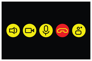 Poster - Vector illustration of media player buttons on a black background. Flat design. Icon design for User interface media player. Suitable for use in UI design, UX, Website etc
