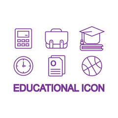 Poster - education icon set design, vector illustration eps10 graphic over white background. Collection of educational symbols such as calculator, bag, graduation cap, clock, paper
