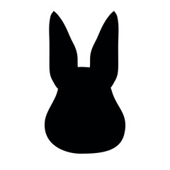 Wall Mural - Vector flat hand drawn rabbit bunny head silhouette isolated on white background