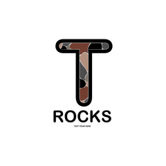 Wall Mural - Letter t with rocks logo template illustration