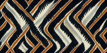 Zebra Skin Pattern Ethnic Abstract Ikat Art. Seamless Pattern In Tribal, Folk Embroidery, And Mexican Style.
