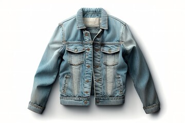 Wall Mural - Denim jacket mock up over white background. Generative AI illustration