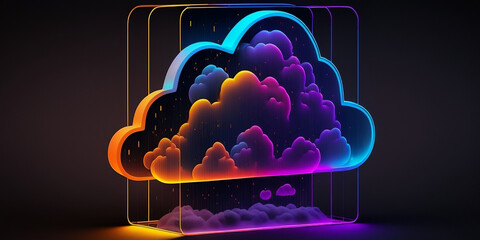 Wall Mural - 3d rendered illustration of a Cloud Computing, Cloud Wars . Using Brain Concept imagination