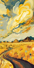 Wall Mural - 4K resolution or higher, A dynamic and energetic view of the plains, with bold, swirling patterns and a rich. Generative AI Technology