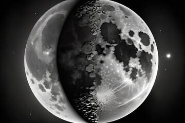 Wall Mural - first quarter and last quarter of the moon are the two lunar phases that make up the term half moon 