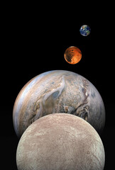 Wall Mural - earth mars jupiter europa