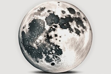Wall Mural - white background with an illustration of the full moon. generative ai