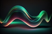 3d Abstract Fluid Render Iridescent Holographical Wave Motion Dark Background Sacramento State Green Gradient Design Element For Covers Banners Backgrounds And Wallpapers. Generative Ai