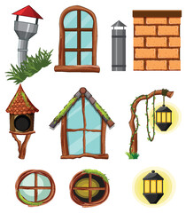 Wall Mural - Set of home element cartoon style