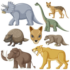 Wall Mural - collection of extinct animals
