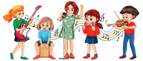 Poster - Kids music band cartoon character