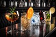 © pixardi - Variety of classic Cocktails on bar counter. Photo generative AI