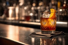 Old-fashioned Drink At Bar. Photo Generative AI